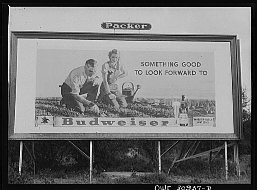 An advertisement for Budweiser in Harlingen, Texas circa 1914